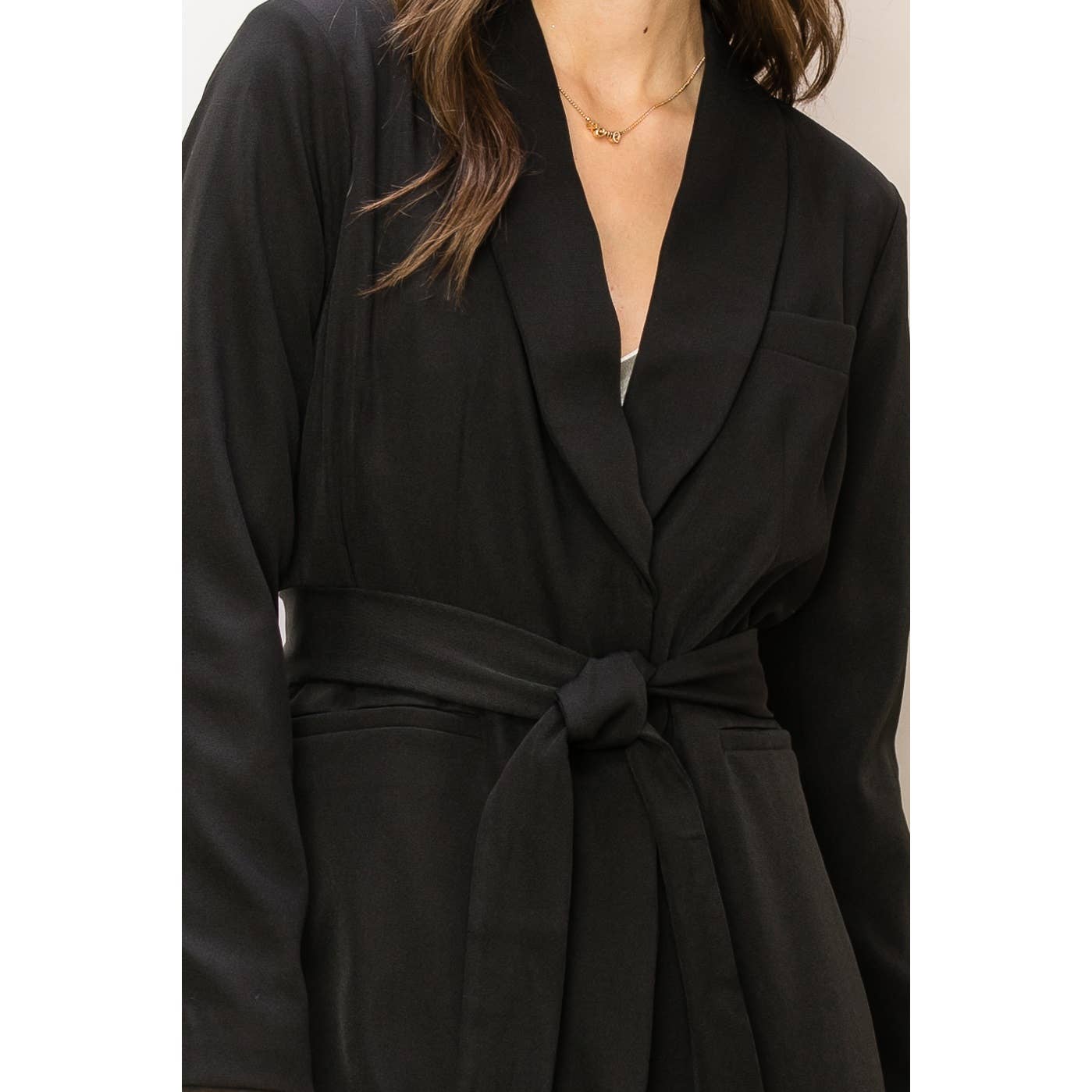 Shawl Collar Belted Blazer