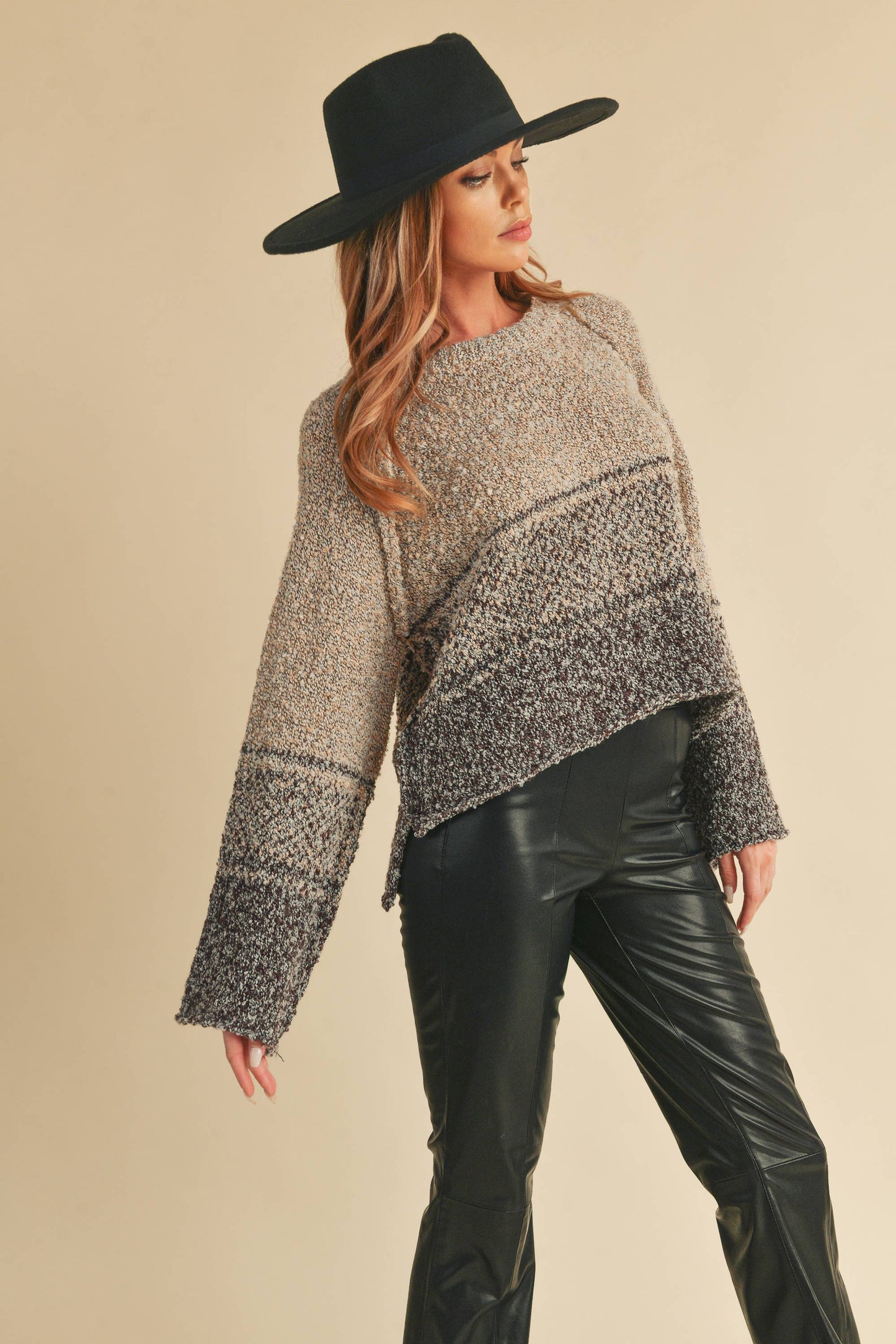 Fraya Ombre Sweater: Oat/Brown Medium