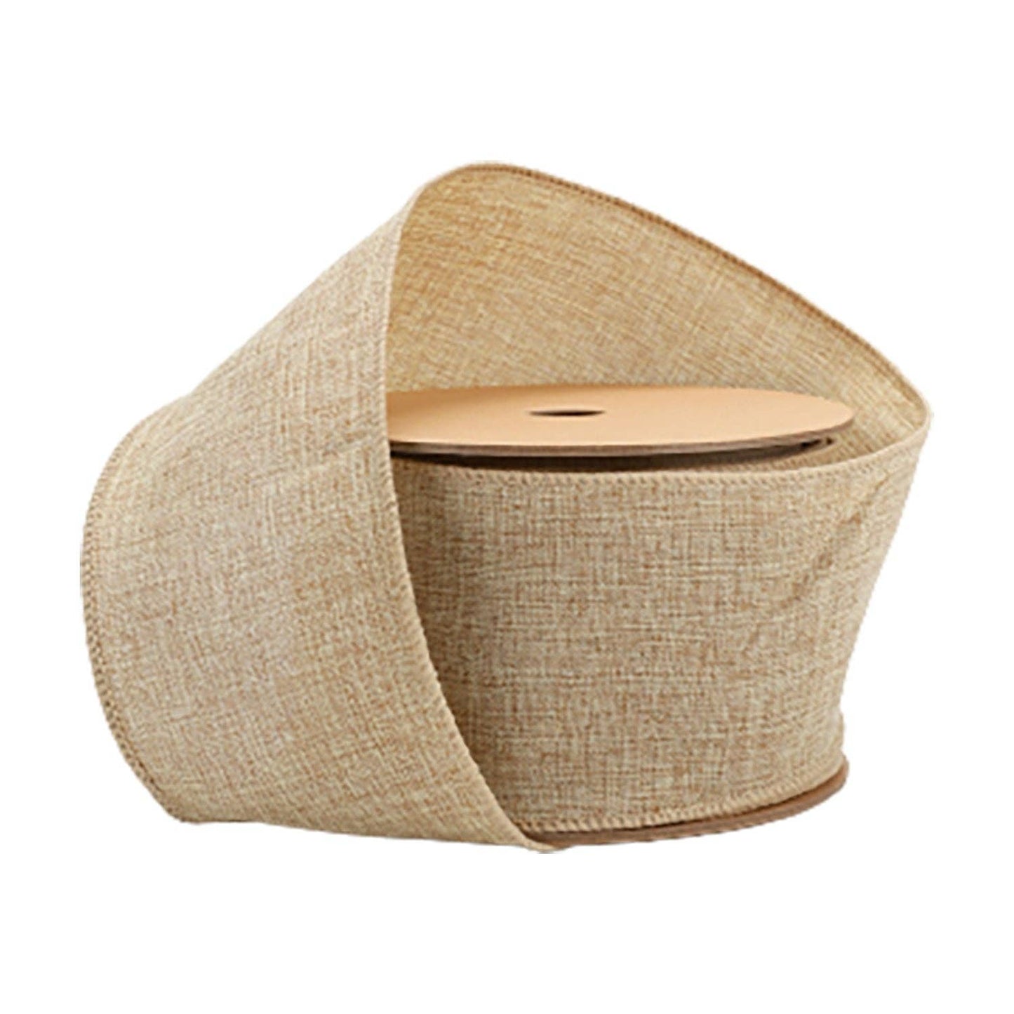 2 1/2 Wired Ribbon | Natural Linen | 10 Yard Roll