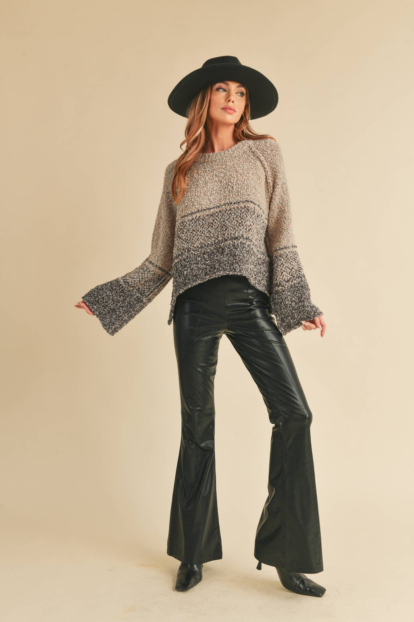 Fraya Ombre Sweater: Oat/Brown Medium