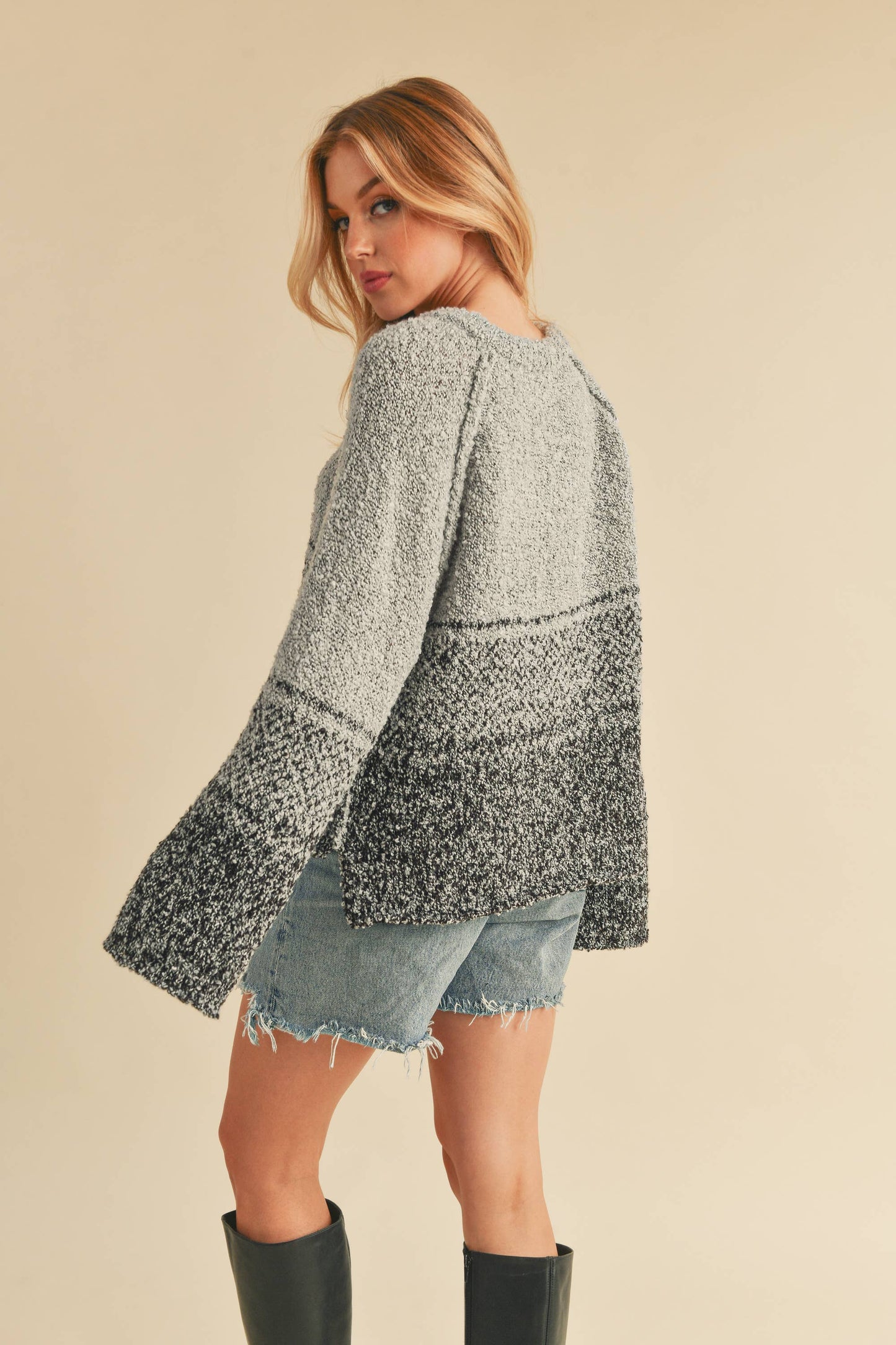 Fraya Ombre Sweater: Oat/Brown Medium