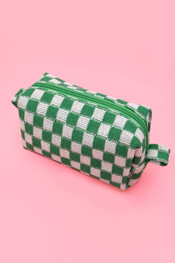 CHECKER MAKEUP COSMETIC POUCH BAG - Orange