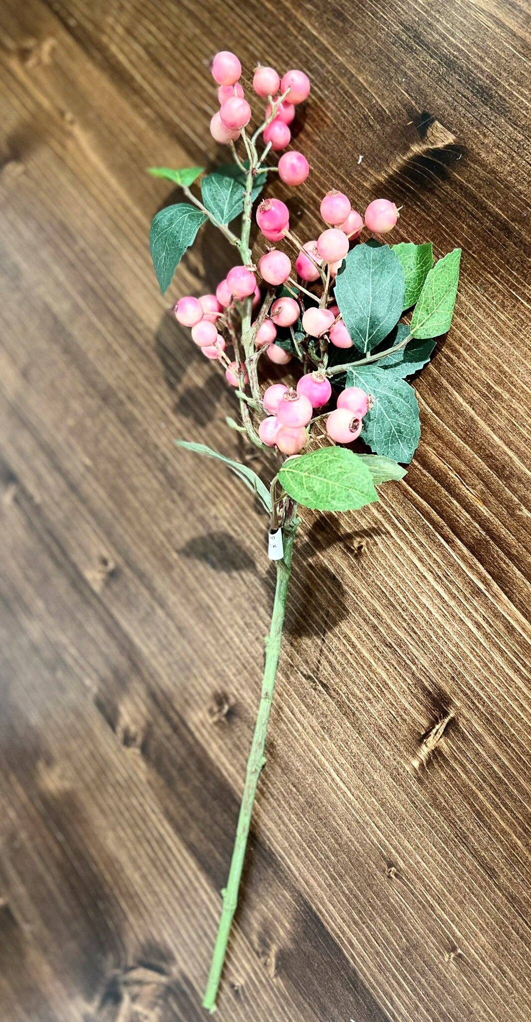 20" Water Resistant Berry & Leaves Pick, Pink