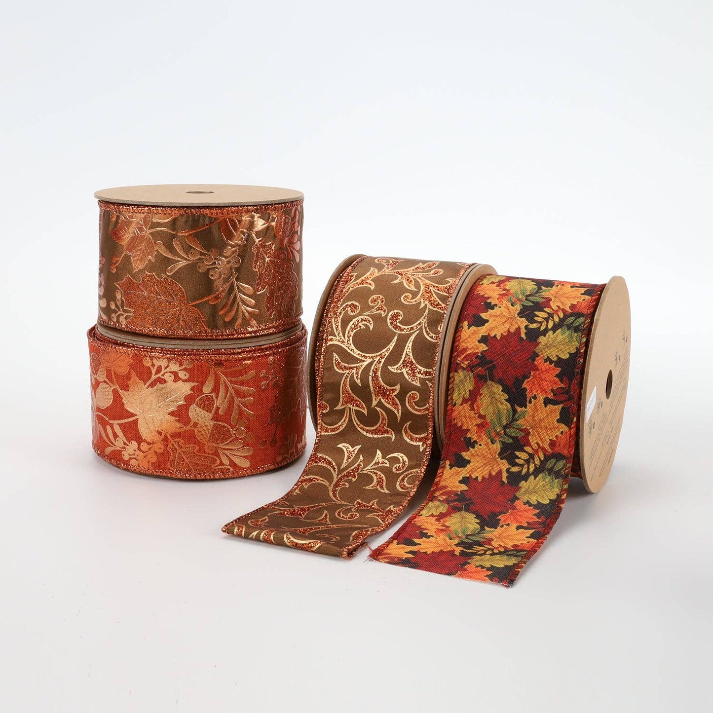 2 1/2" Wired Ribbon | "Metallic Leaf" Brown/Copper | 10 Yard Roll