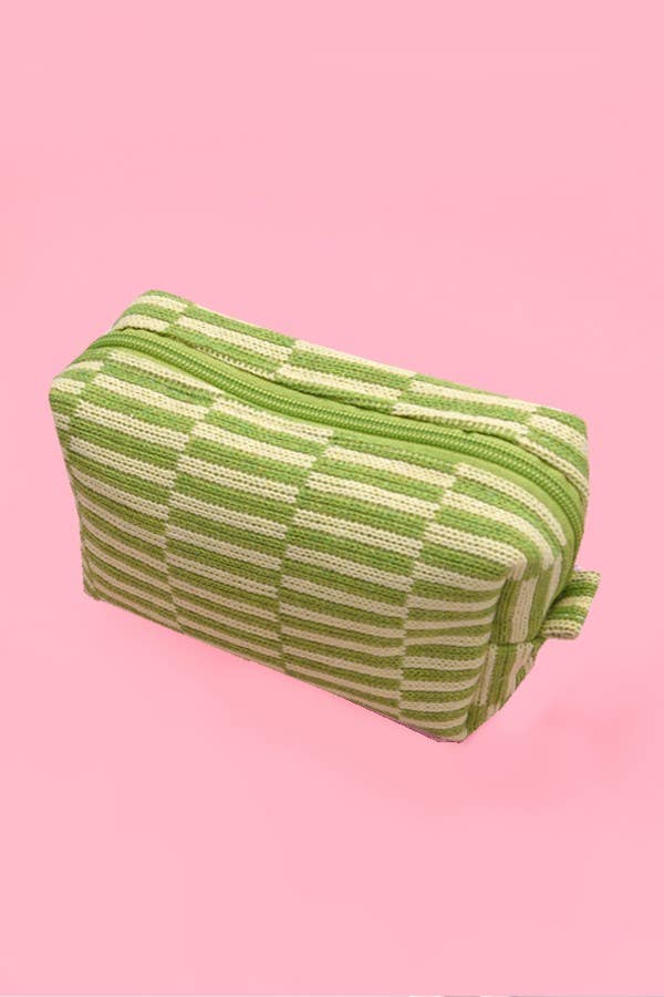 CHECKER MAKEUP COSMETIC POUCH BAG - Orange