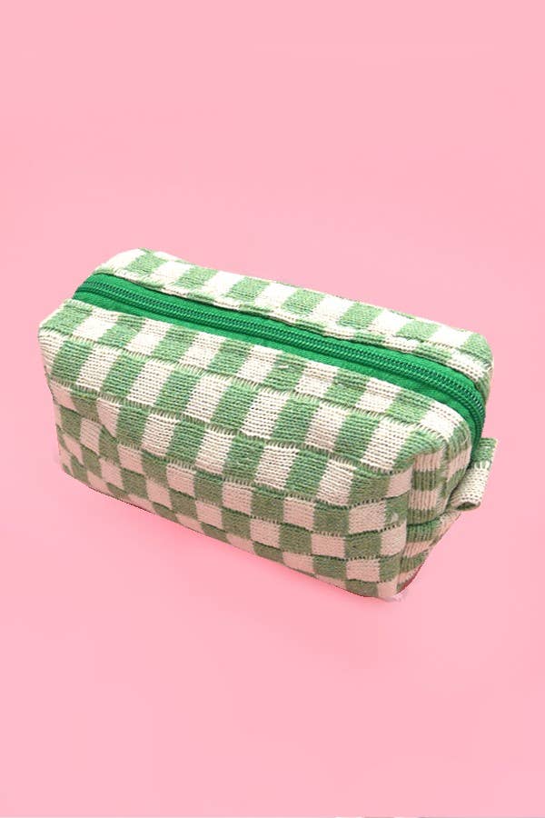 CHECKER MAKEUP COSMETIC POUCH BAG - Orange