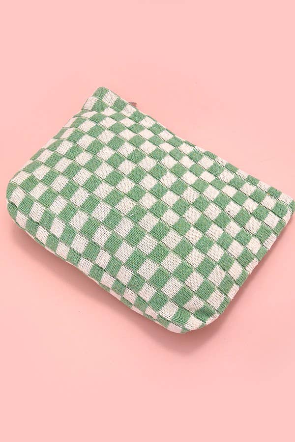 TRAVEL CHECKER MAKEUP COSMETIC POUCH BAG | 40P528