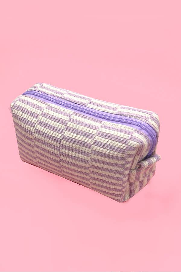 CHECKER MAKEUP COSMETIC POUCH BAG - Orange