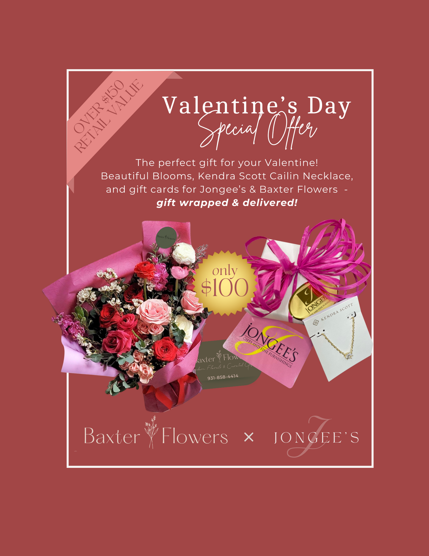Wrap Bouquet + Kendra Scott Necklace