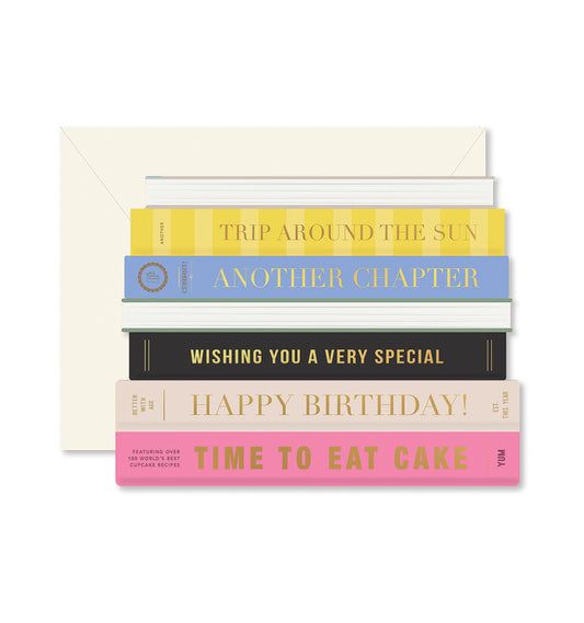 Book Stack "Happy Birthday" Card