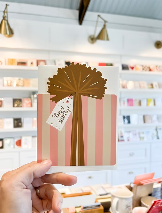 Pink Stripe "Happy Birthday"