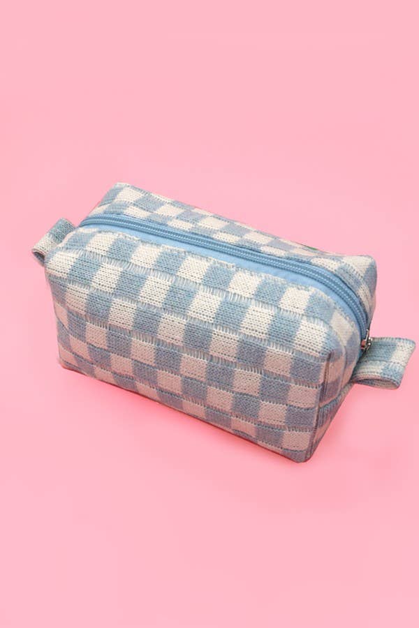 CHECKER MAKEUP COSMETIC POUCH BAG - Orange