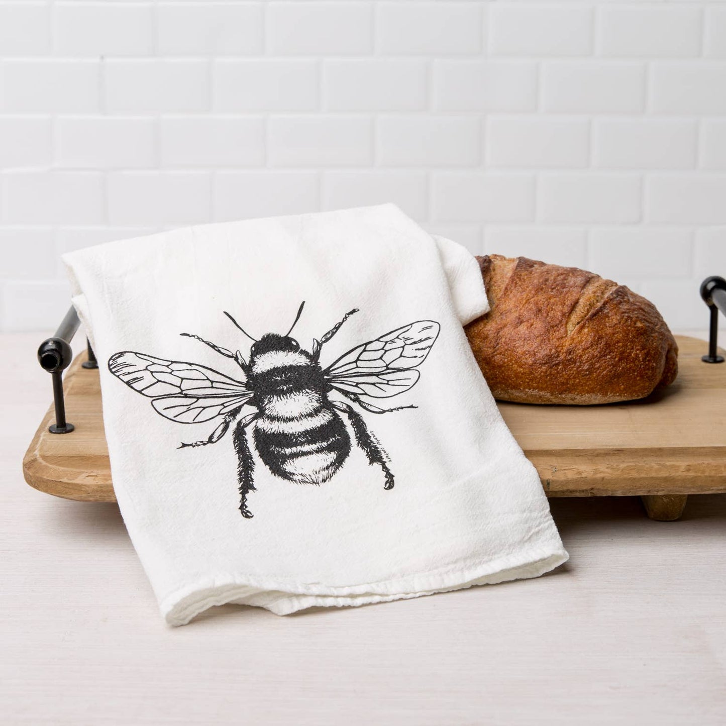 Honey Bee Flour Sack Tea Towel