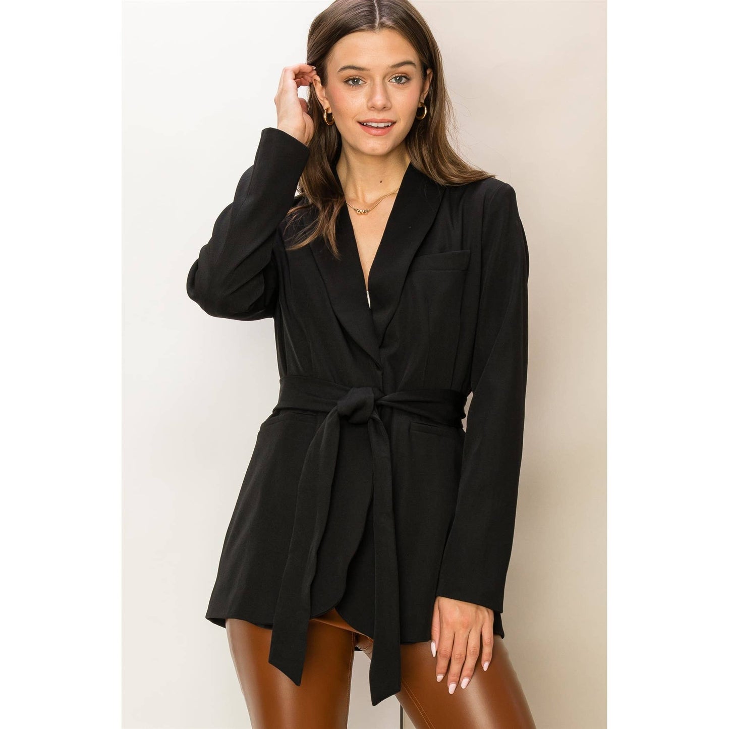 Shawl Collar Belted Blazer