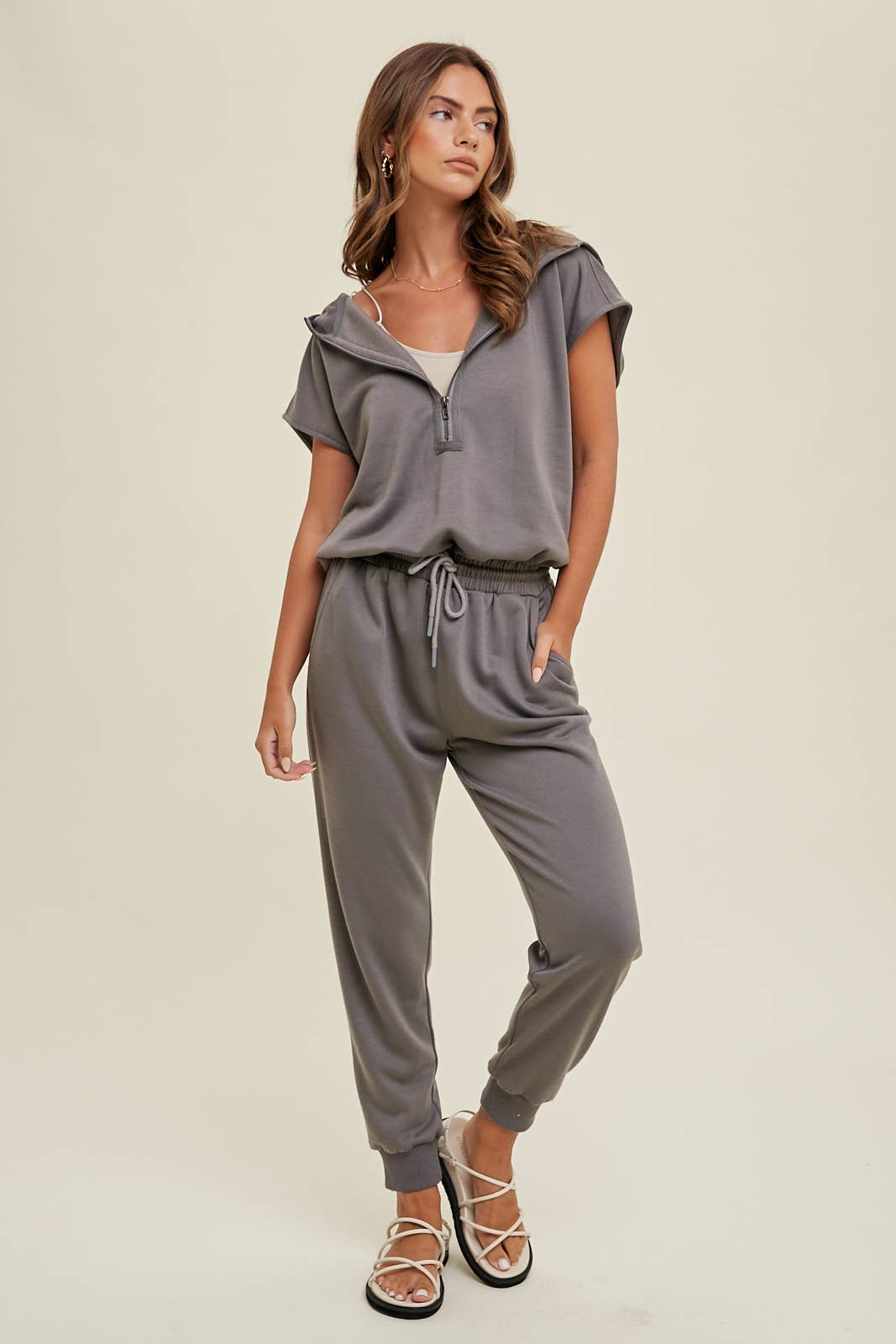 Charcoal Hooded Jumpsuit