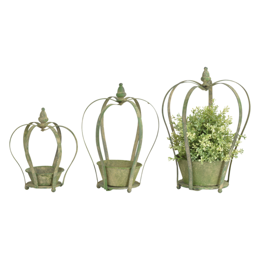 Green Crown Planter Set of 3