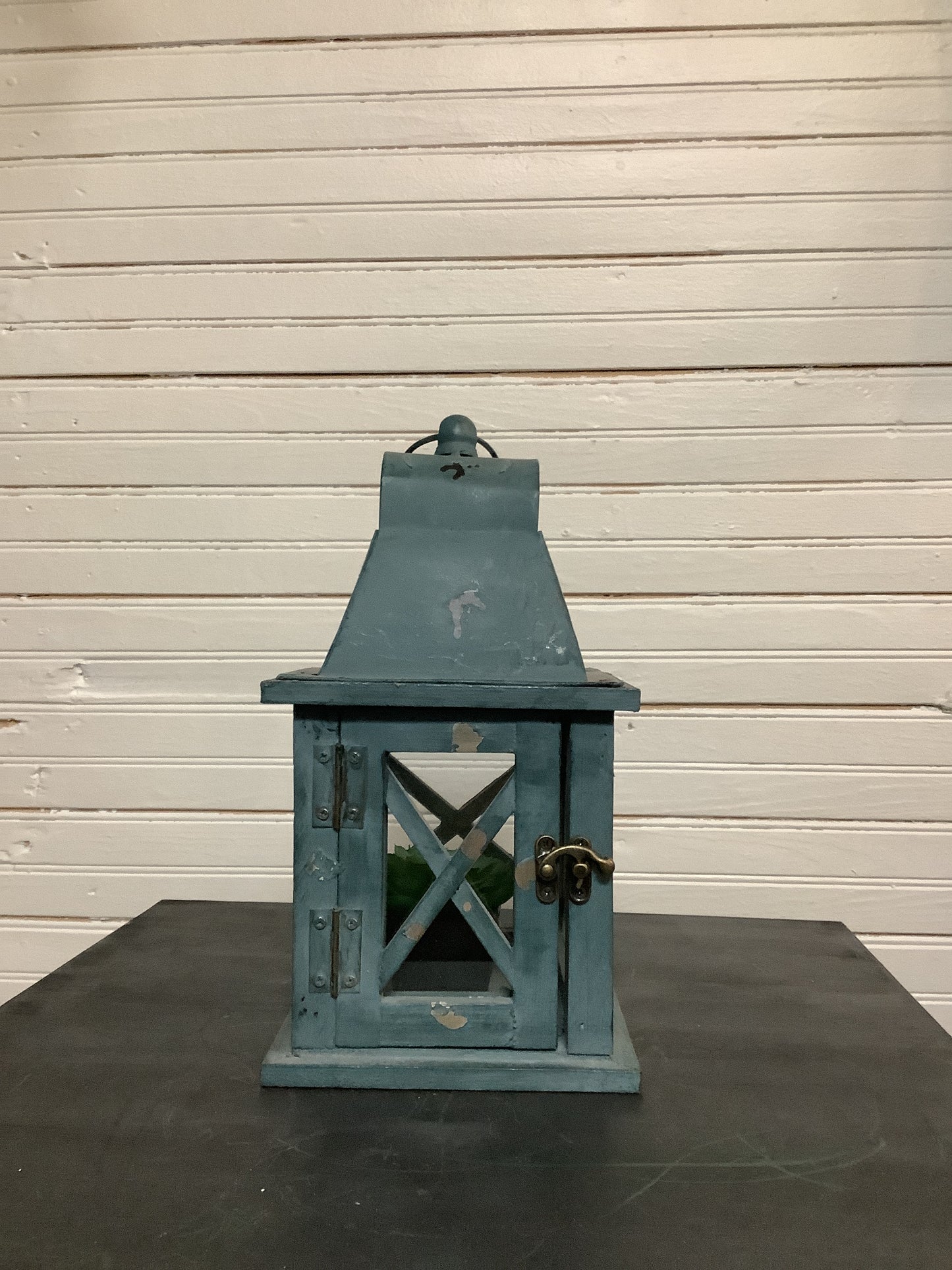 Wooden Teal Lantern