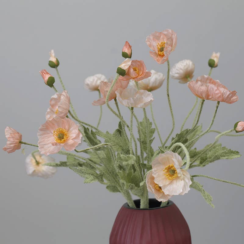 22'' Floral Silk Poppy Spay