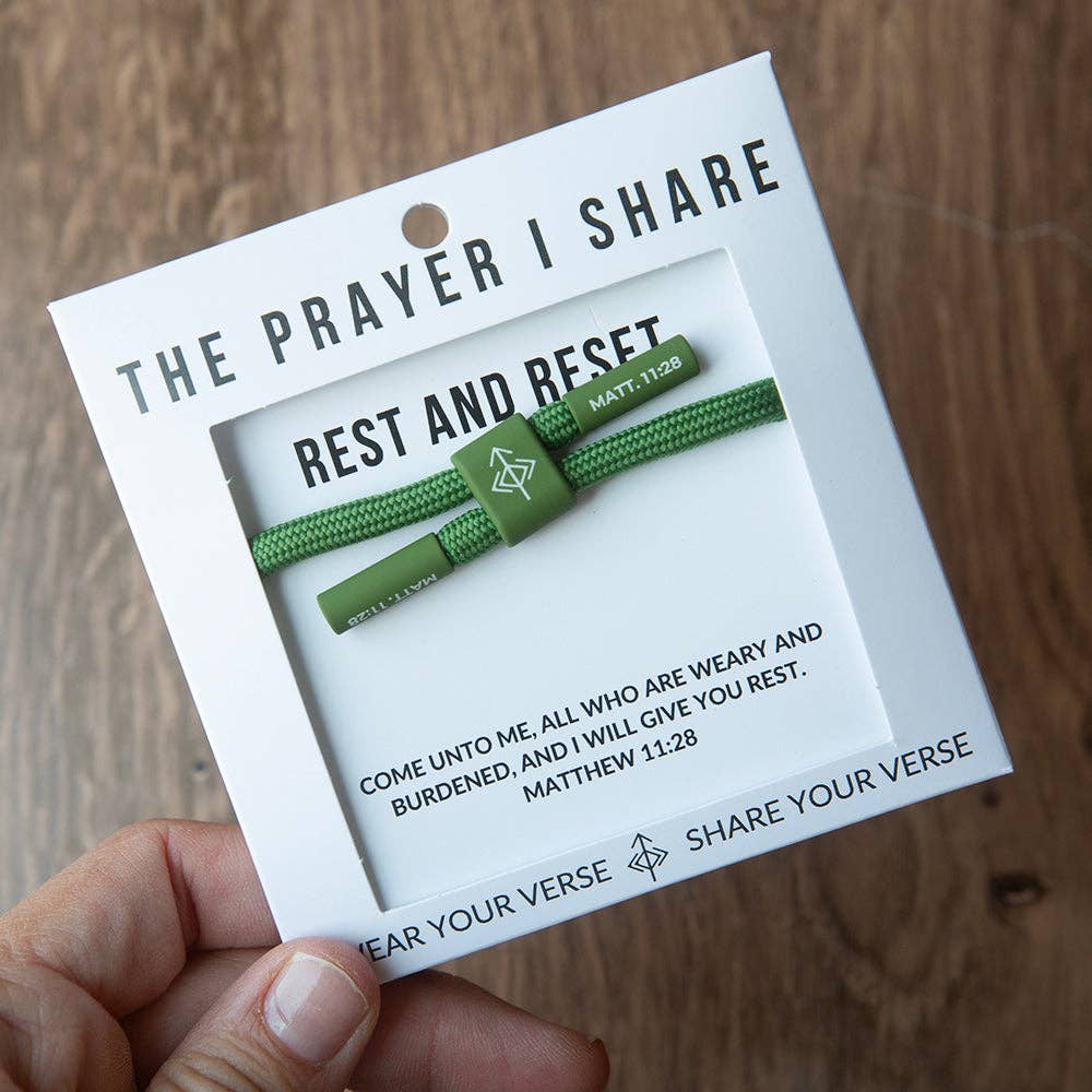 REST AND RESET Prayer Bracelet, Christian Athletes, Military