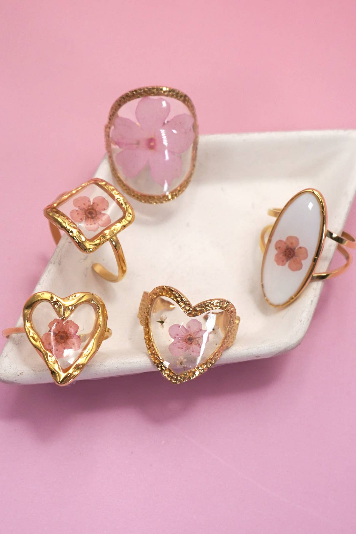 18K STAINLESS STEEL TARNISH FREE FLORAL RINGS