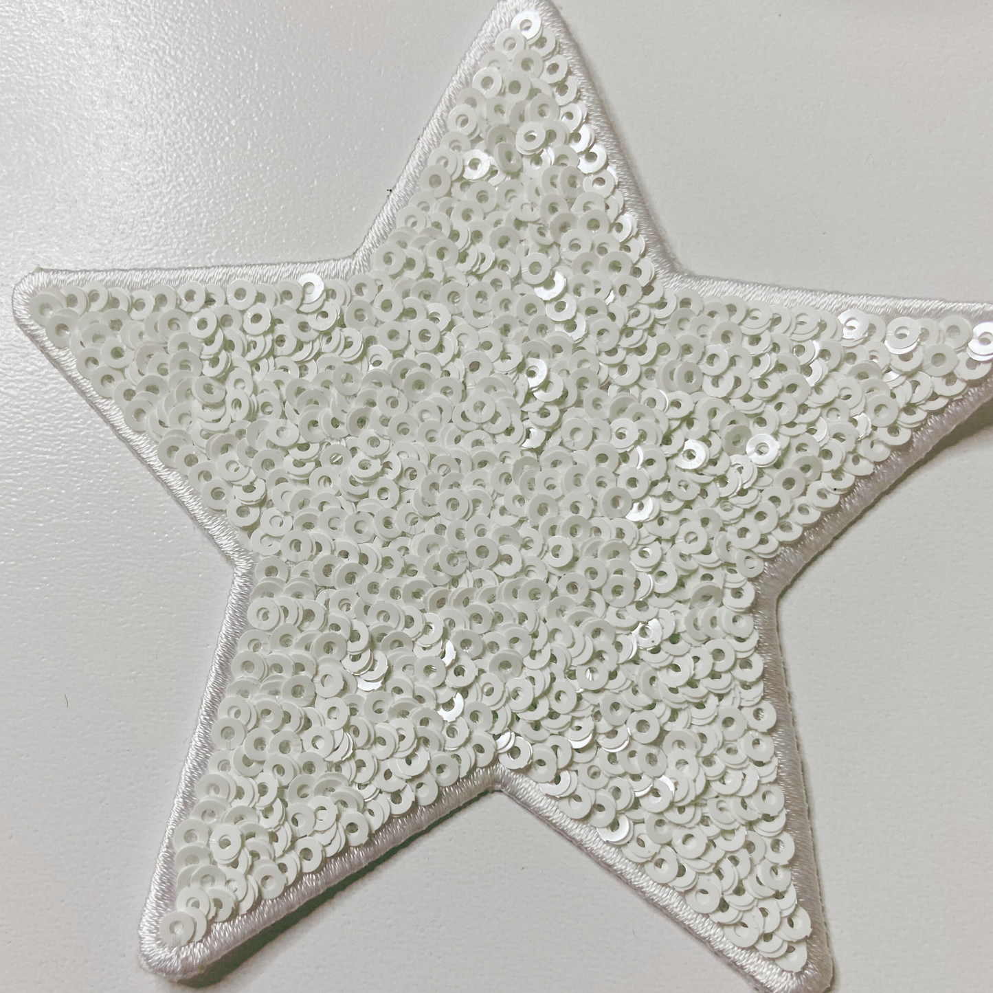 4" White Star - Sequin Embroidered Hat Patch