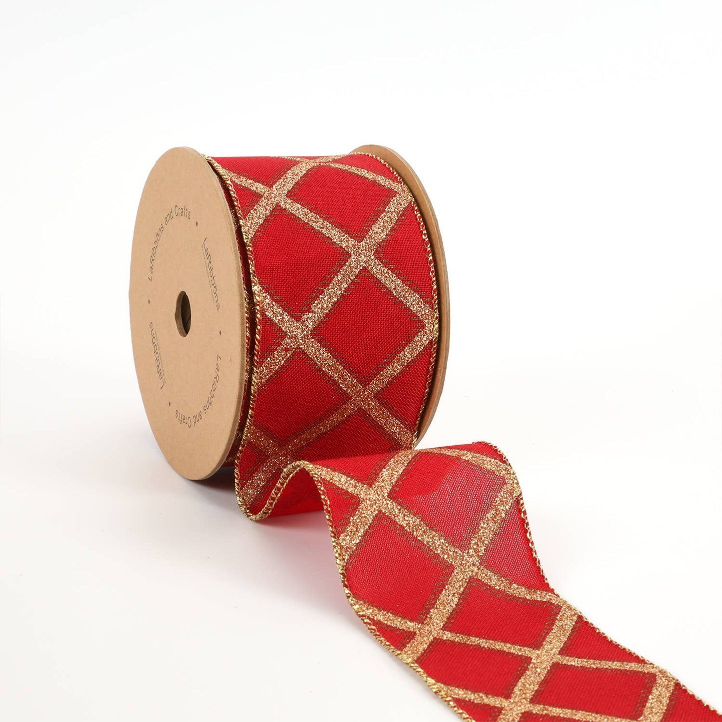 2 1/2" Holiday Wired Ribbon | "Glitter Holly Berry" | 10 Yard Roll