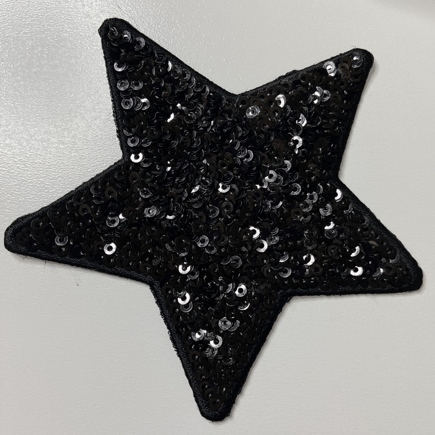 4" Black Star - Sequin Embroidered Hat Patch