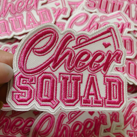 3" Cheer Squad in Pink  -  Embroidered Hat Patch