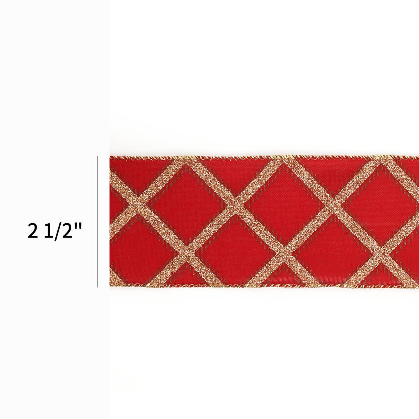 2 1/2" Holiday Wired Ribbon | "Glitter Holly Berry" | 10 Yard Roll