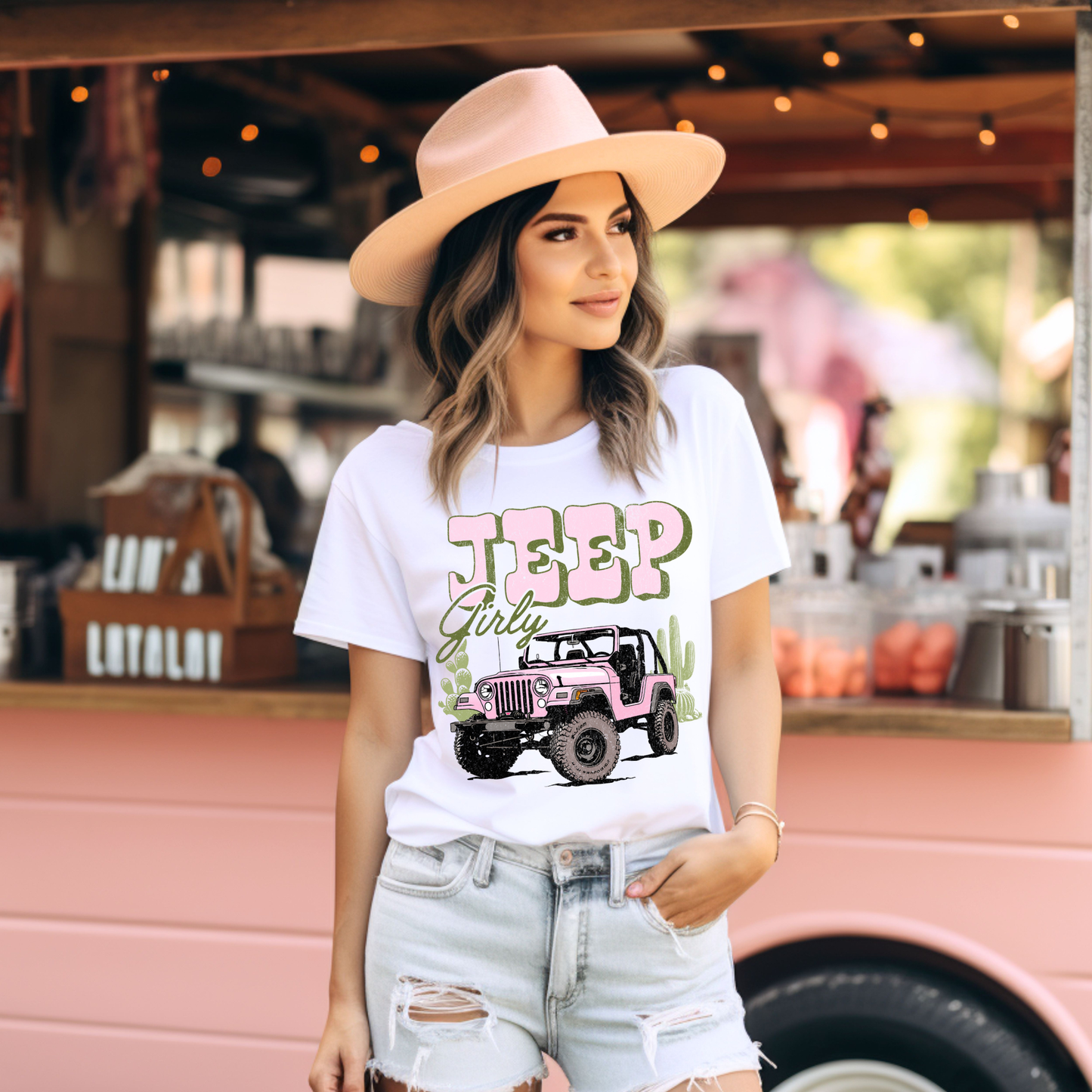 (shirt not included) JEEP Girly - Clear Film Transfer