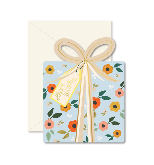 Blue Floral "Happy Birthday"