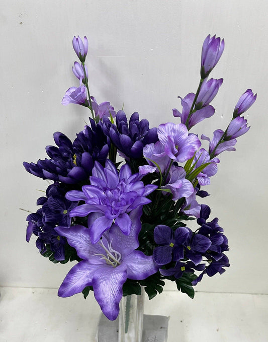 Dahlia, Lily, Mum, Gladiolus & Hydrangea Mixed Bush, Purple