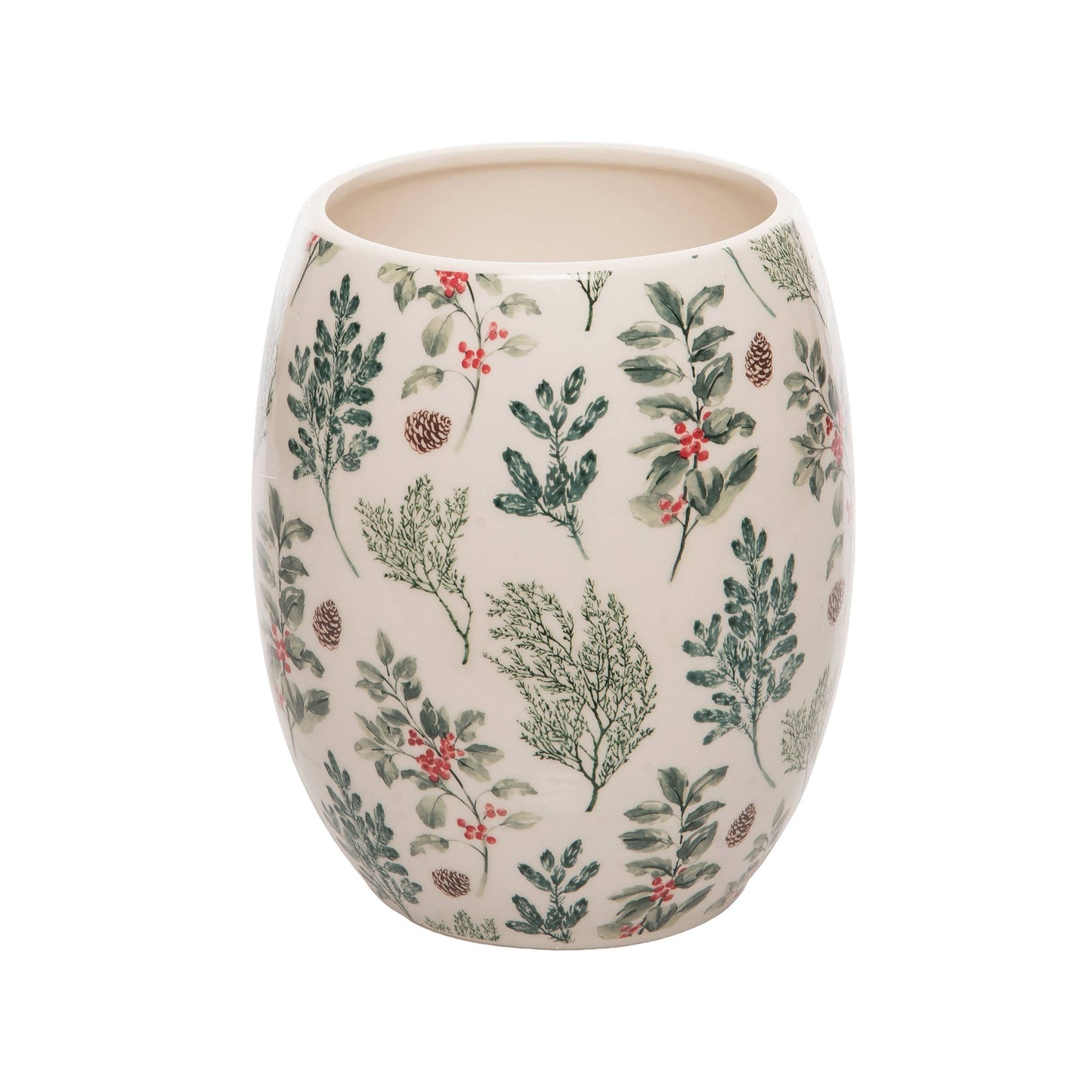 Dolomite Christmas Holly Vase Festive Ceramic Decor