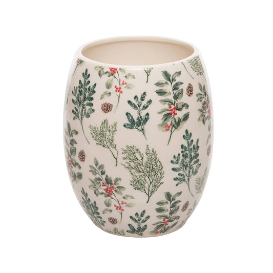 Dolomite Christmas Holly Vase Festive Ceramic Decor