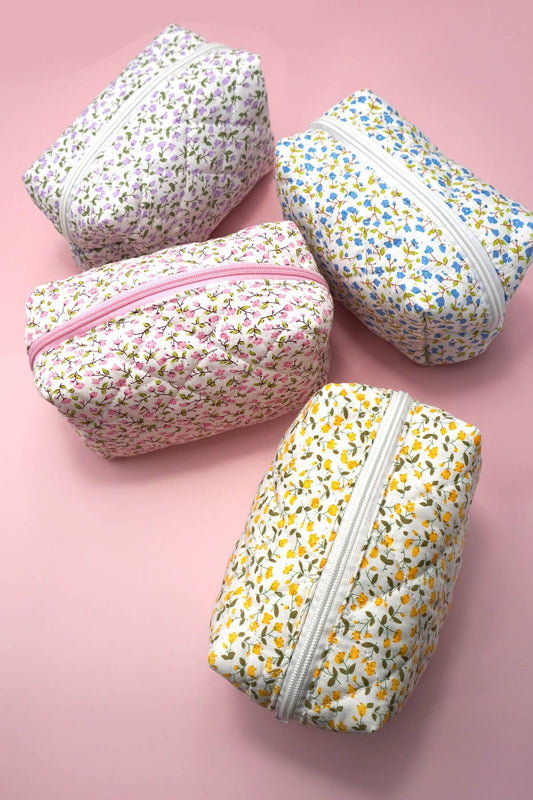 DITSY QUILTED COTTON FLORAL COSMETIC POUCH BAG | 40P557