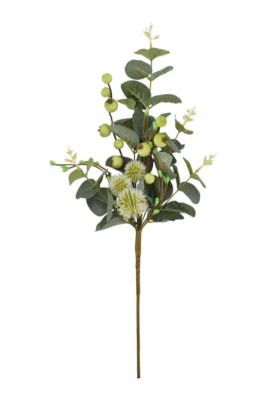 18" Eucalyptus, Berry & Thistle Pick, Green