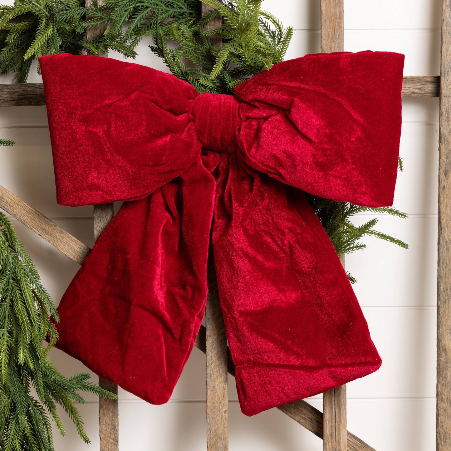 Oversized Red Velvet Bow Sculpture Christmas Decor