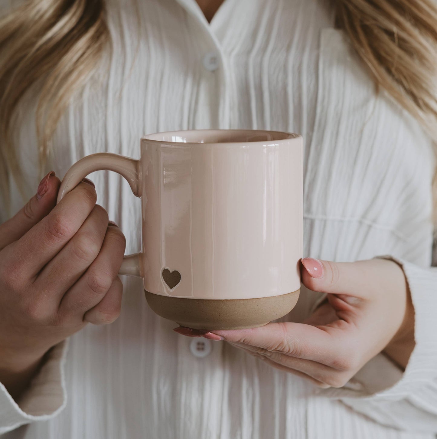 Heart Pink Stoneware Coffee Mug