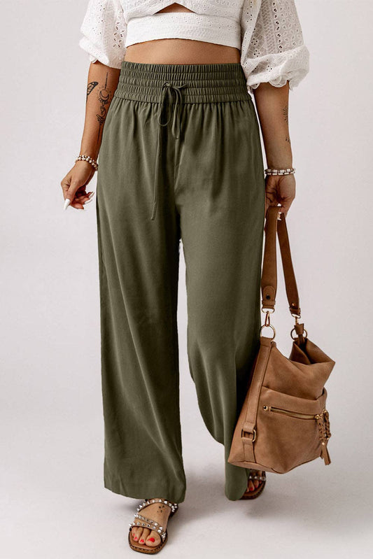 Elastic Waist Wide Leg Pants