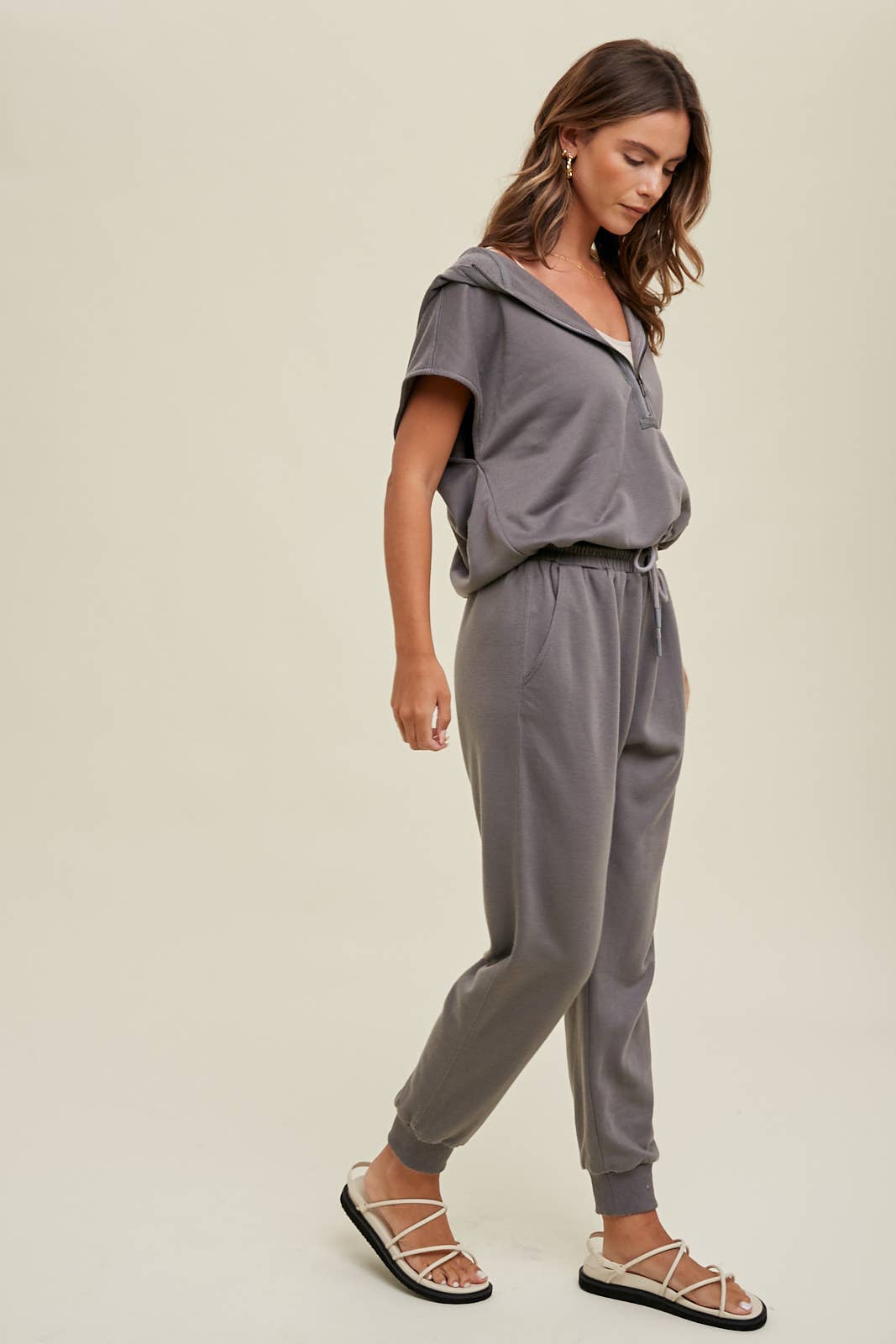 Charcoal Hooded Jumpsuit