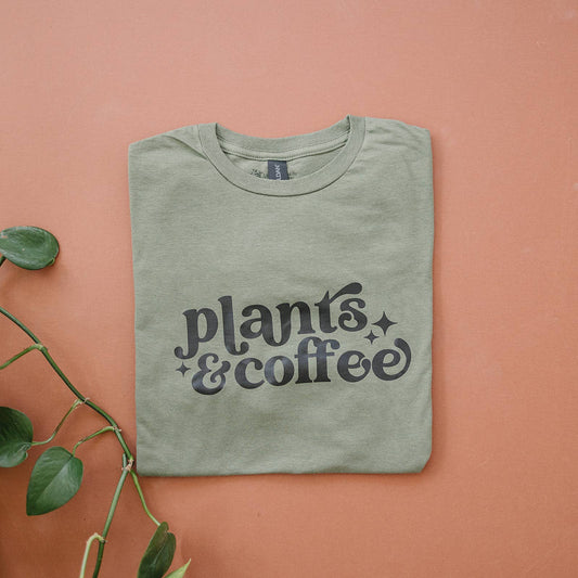 Plants & Coffee | Graphic Tee | Gifts for Plant Lovers, Large