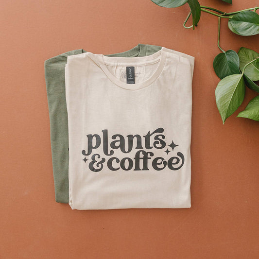 Plants & Coffee | Graphic Tee | Gifts for Plant Lovers, Medium