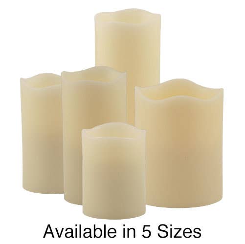 Ivory Wax Flameless LED Pillar Candles with Melted Top