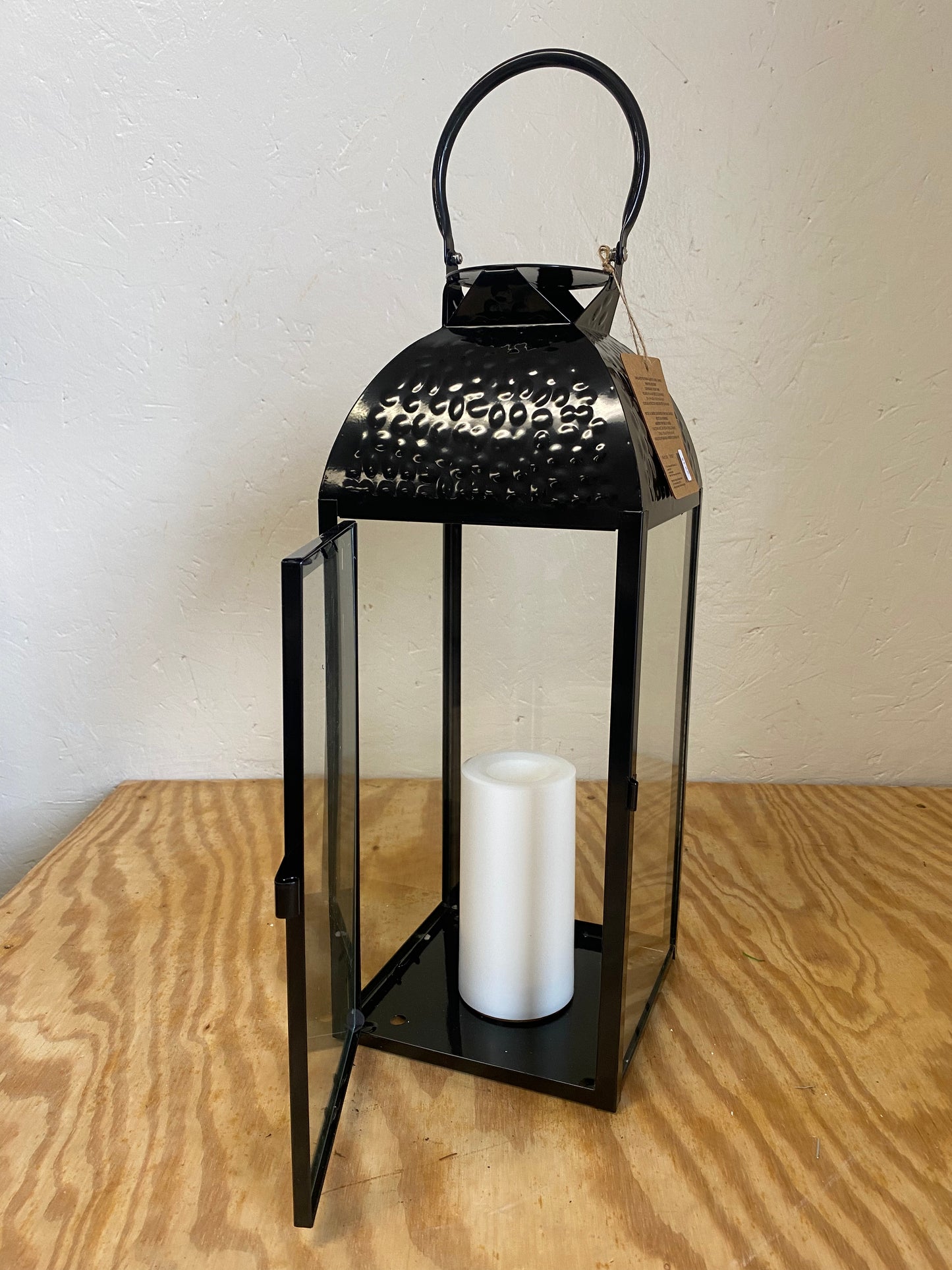 Black Lantern with Flameless Candle